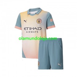 Camisola Manchester City Criança Equipamento Quarto 2024-2025 Manga Curta